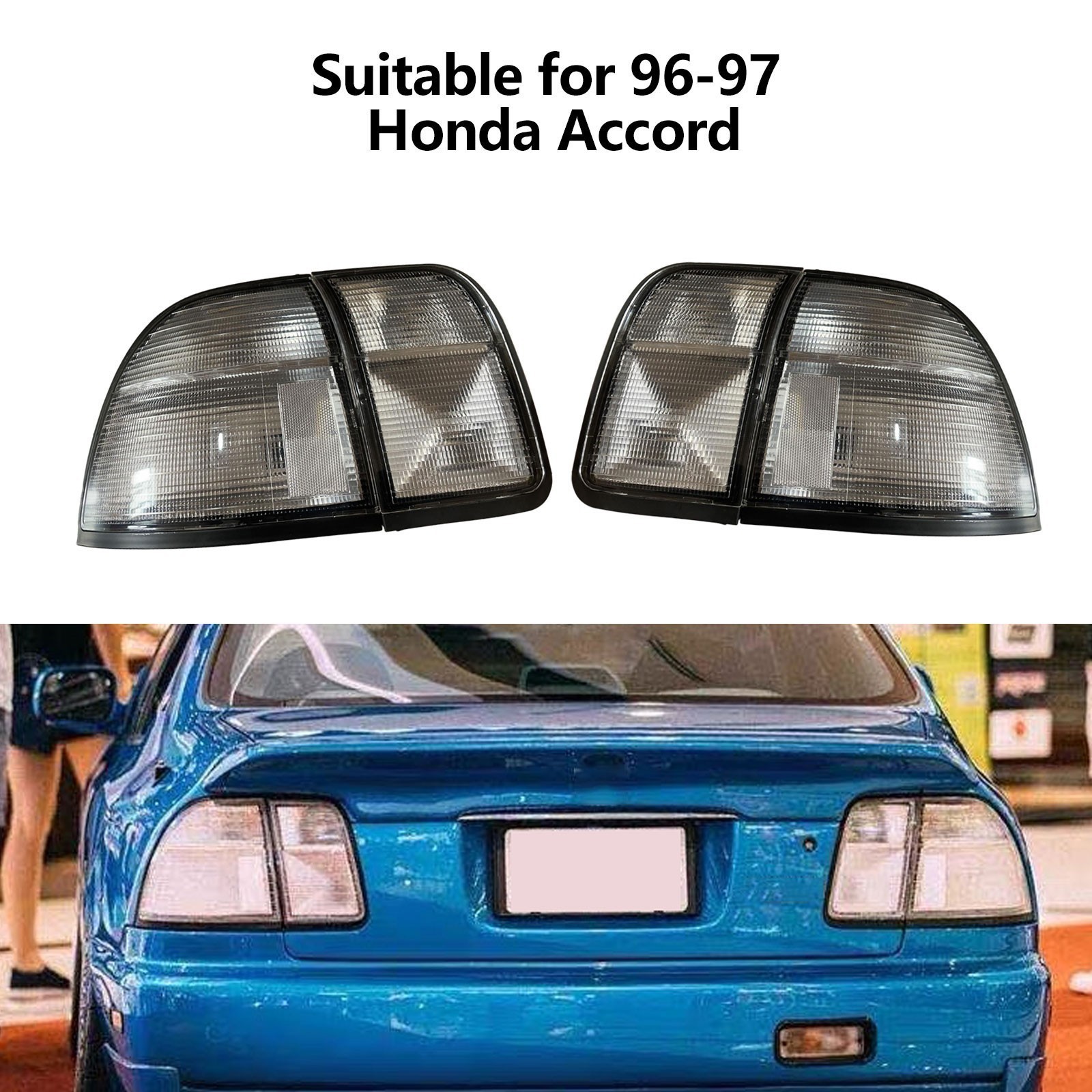 A Pair Coupe Black Brake Tail Lights For 96-97 Honda Accord Sedan DX/EX/LX/EXL