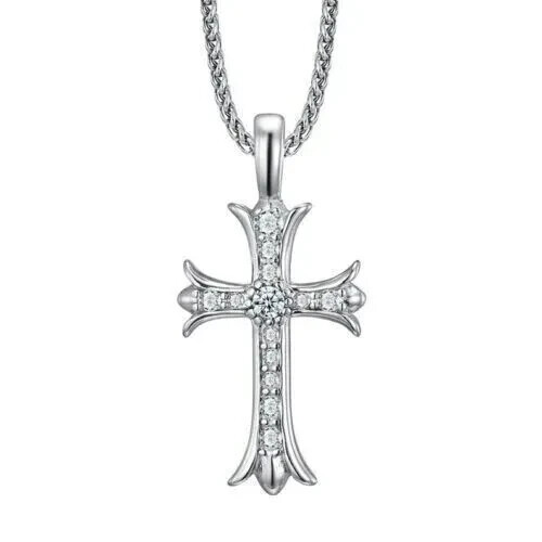 2.31Ct Round Cut Lab Created Diamond Cross Pendant 14k White Gold Plated