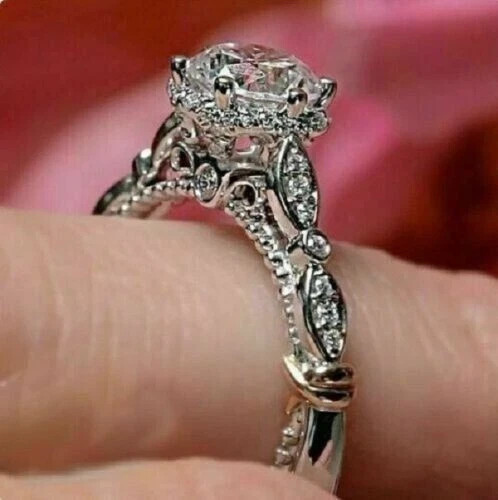 2.55Ct Round Cut Lab Created Solitaire Diamond Engagement 14K White Gold Ring