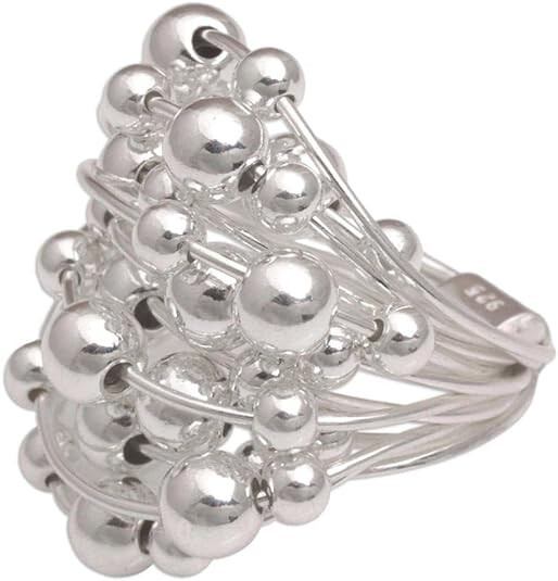 Artisan Handmade .925 Sterling Silver Cocktail Ring Stellar Orbs 8.0 Bali New Artisan Handmade .925 Sterling Silver Cocktail Ring Stellar Orbs 8.0 Bali New
