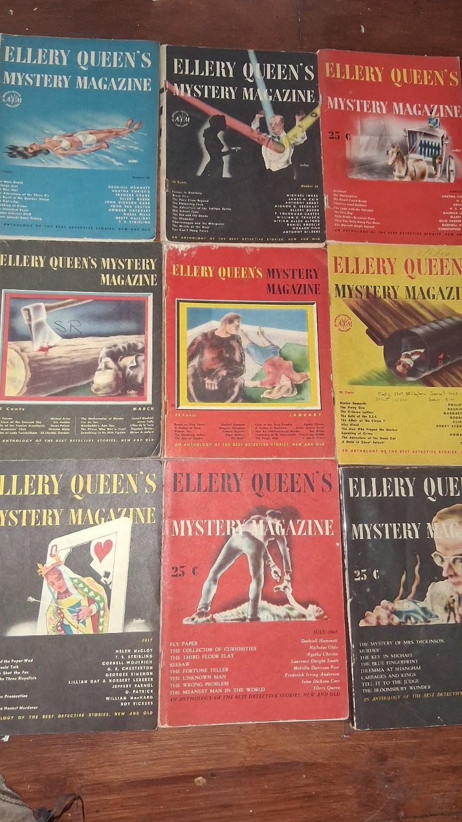 Ellery Queen's Mystery Magazine Lot 9 Issues 1940s Pulp Crime Ellery Queen's Mystery Magazine Lot 9 Issues 1940s Pulp Crime