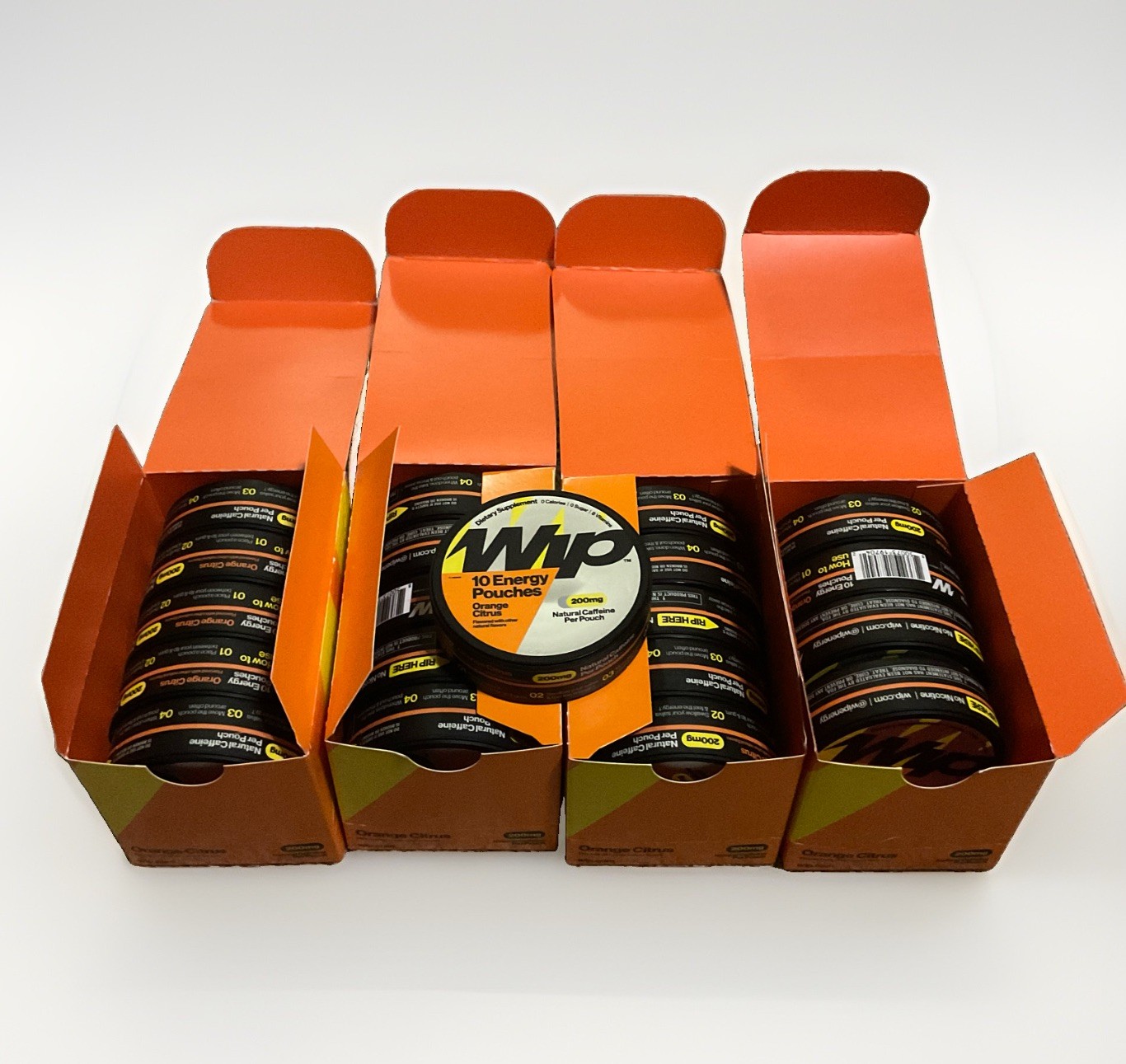 Case Of 200 Wip Energy Pouches 200mg Natural Caffeine Vitamins & Minerals Orange Case Of 200 Wip Energy Pouches 200mg Natural Caffeine Vitamins & Minerals Orange