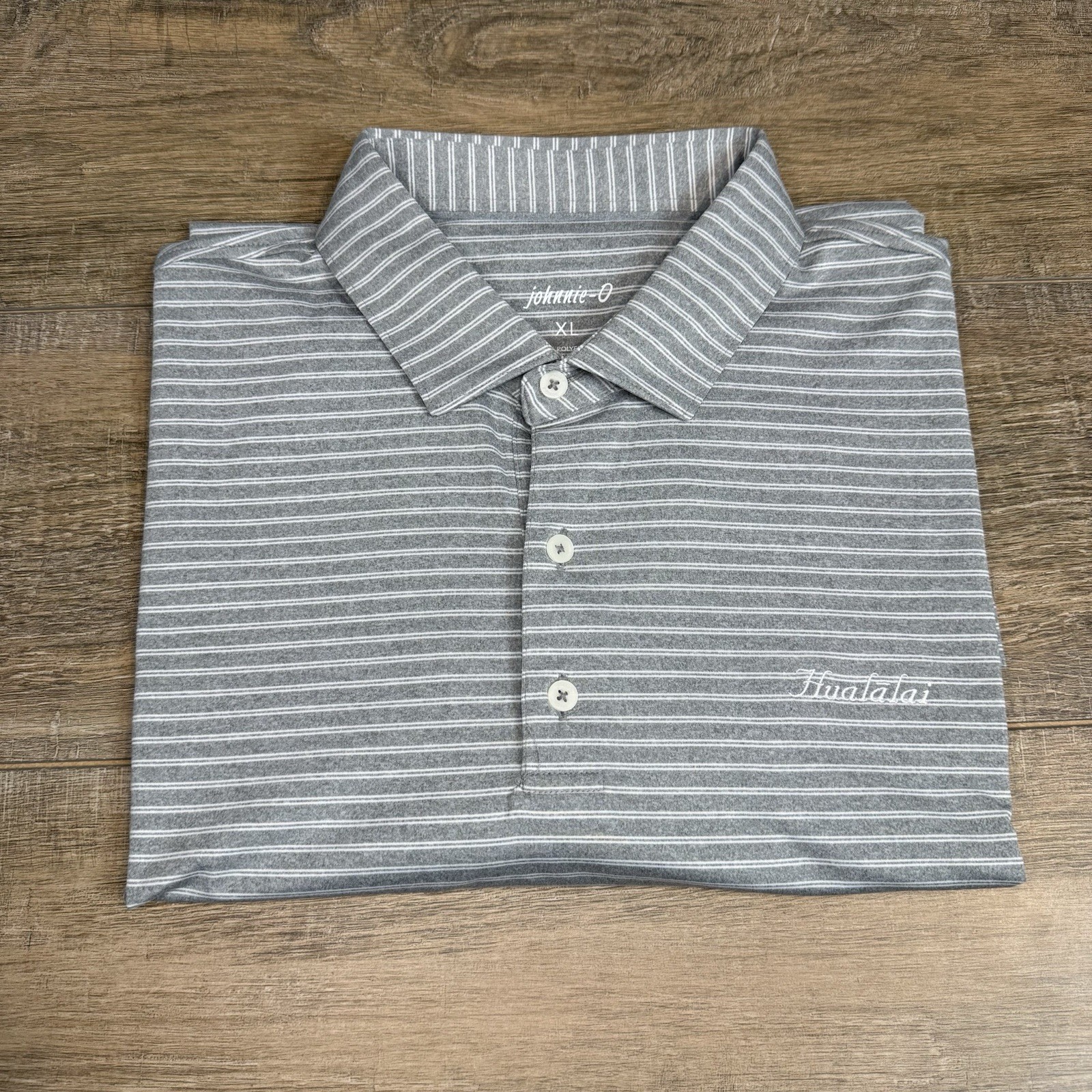 Johnnie-0 Mens Performance Polo Shirt (XL) Hualālai Gray Striped Flawless G1