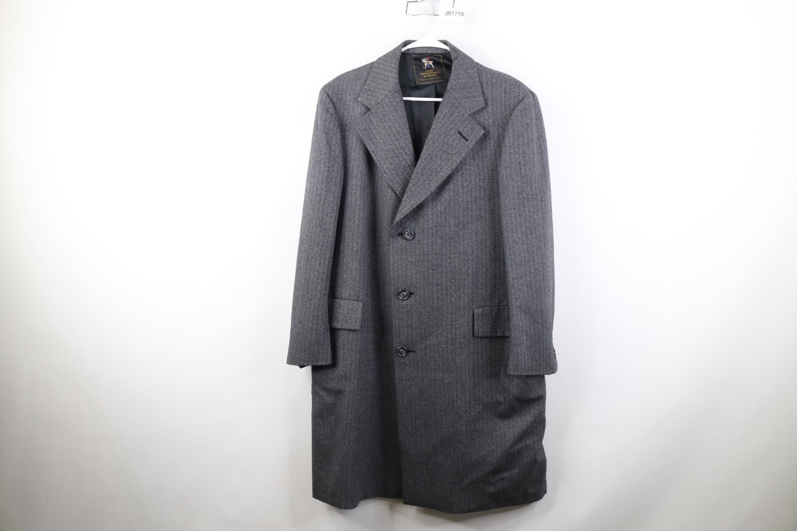 Vintage 60s 70s Streetwear Mens 40R Heavy Wool Herringbone Overcoat Jacket USA