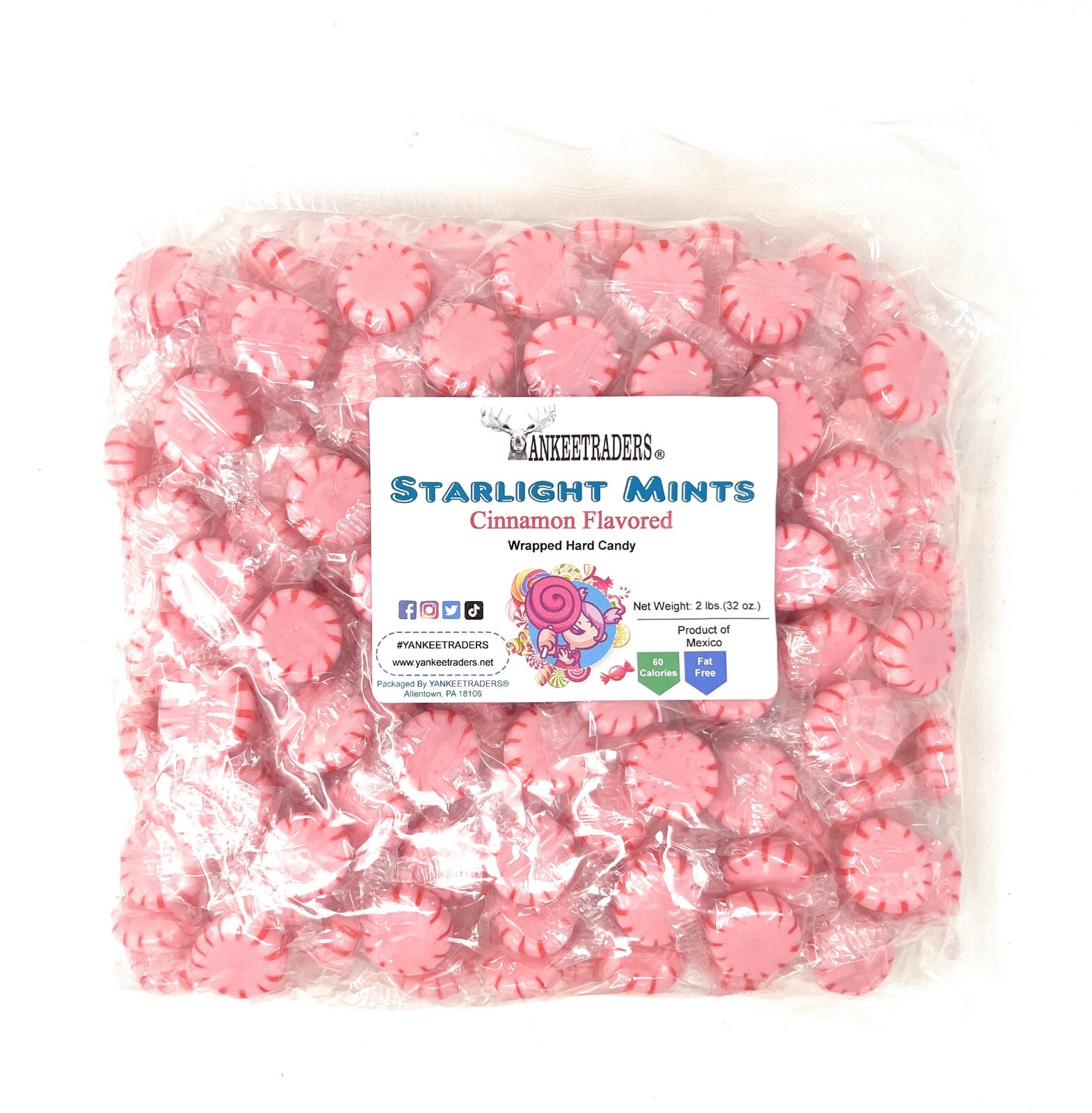 Cinnamon Starlight Mint Hard Candy, 2 lbs. ~ YANKEETRADERS® ~ 