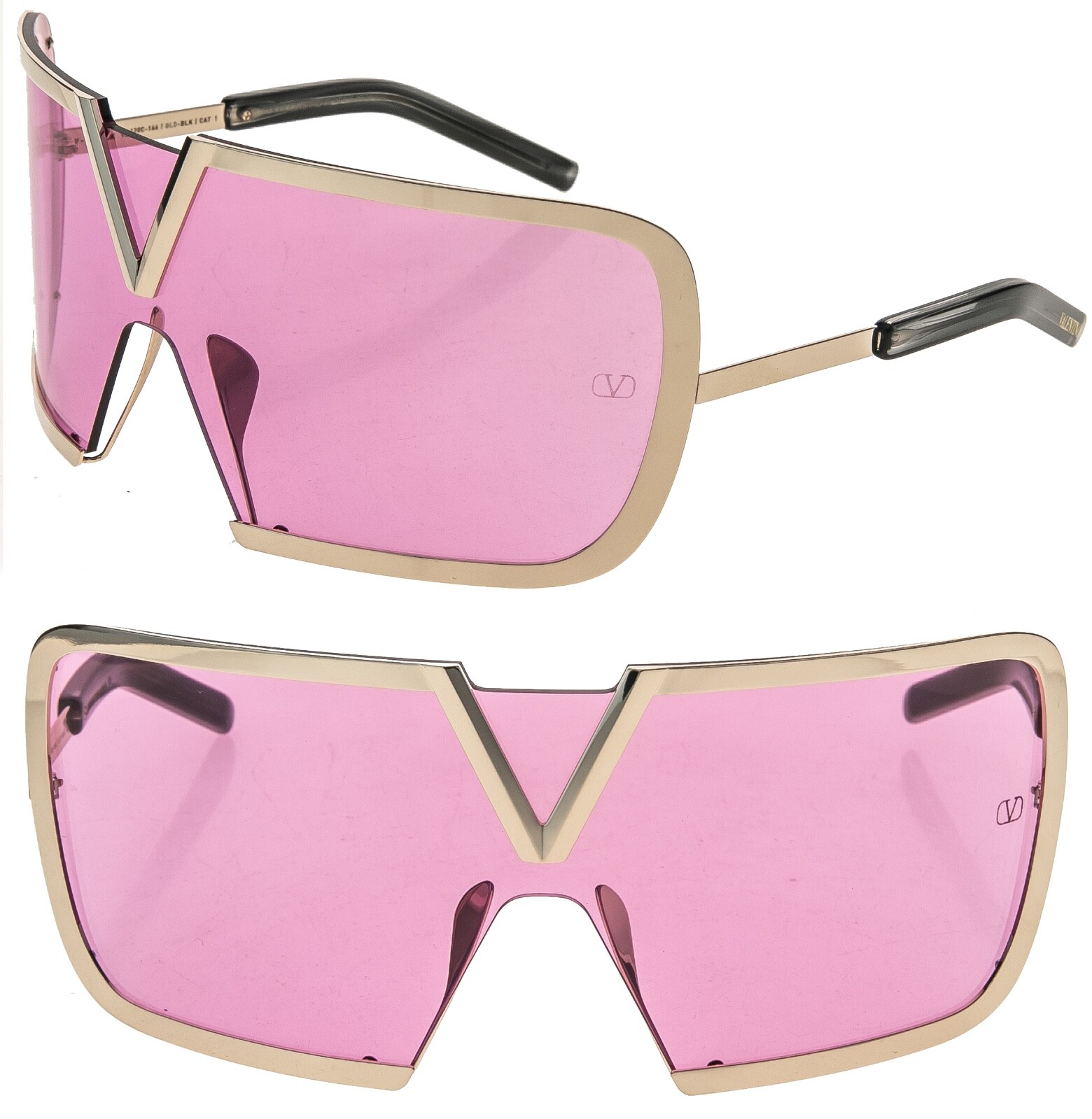 VALENTINO V Romask VLS120 Gold Titanium Pink Wrap Mask VLS 120C Fashion Sunglass VALENTINO V Romask VLS120 Gold Titanium Pink Wrap Mask VLS 120C Fashion Sunglass