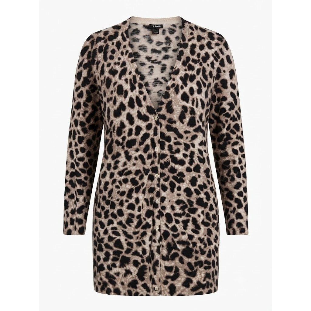 NEW Torrid Leopard Print Boyfriend Cardigan Plus Size 2X 18-20 Black Beige - AC