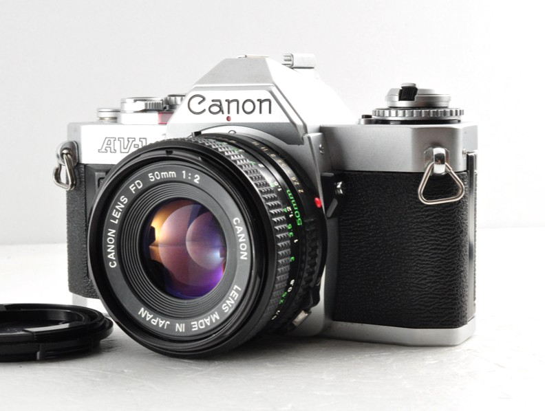 CANON AV-1 av-1 silver with/NFD 50mm 1:2 Lens 35mm SLR CAMERA Near Mint tested