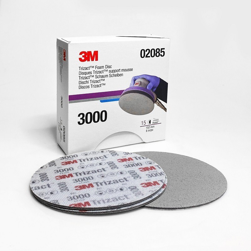 3M 02085 Trizact Hookit 6 in P3000 Grit Foam Disc - 15 Discs/BOX 3M 02085 Trizact Hookit 6 in P3000 Grit Foam Disc - 15 Discs/BOX