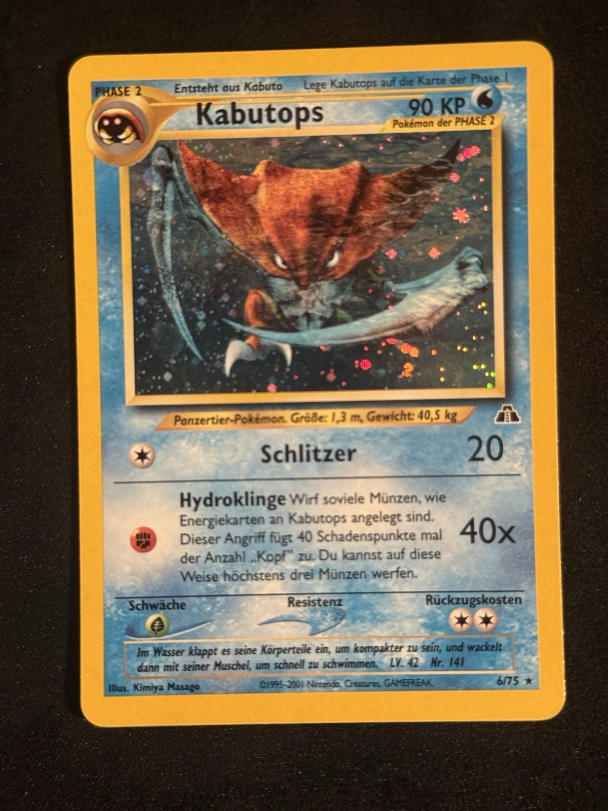 Nintendo Kabutops 6/75 Neo Discovery Holo Rare German 2001 90 HP Nintendo Kabutops 6/75 Neo Discovery Holo Rare German 2001 90 HP