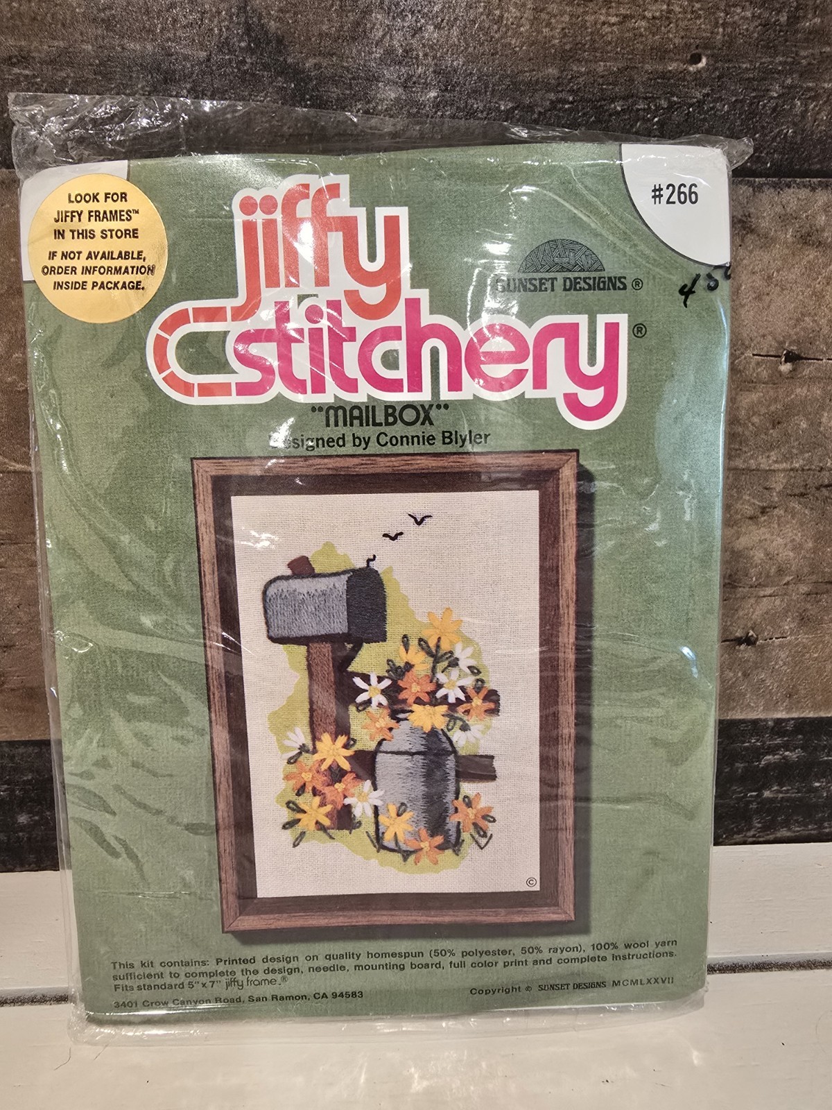 Jiffy Stitchery Sunset Designs Vintage MAILBOX Embroidery Kit #266 VTG 1970s
