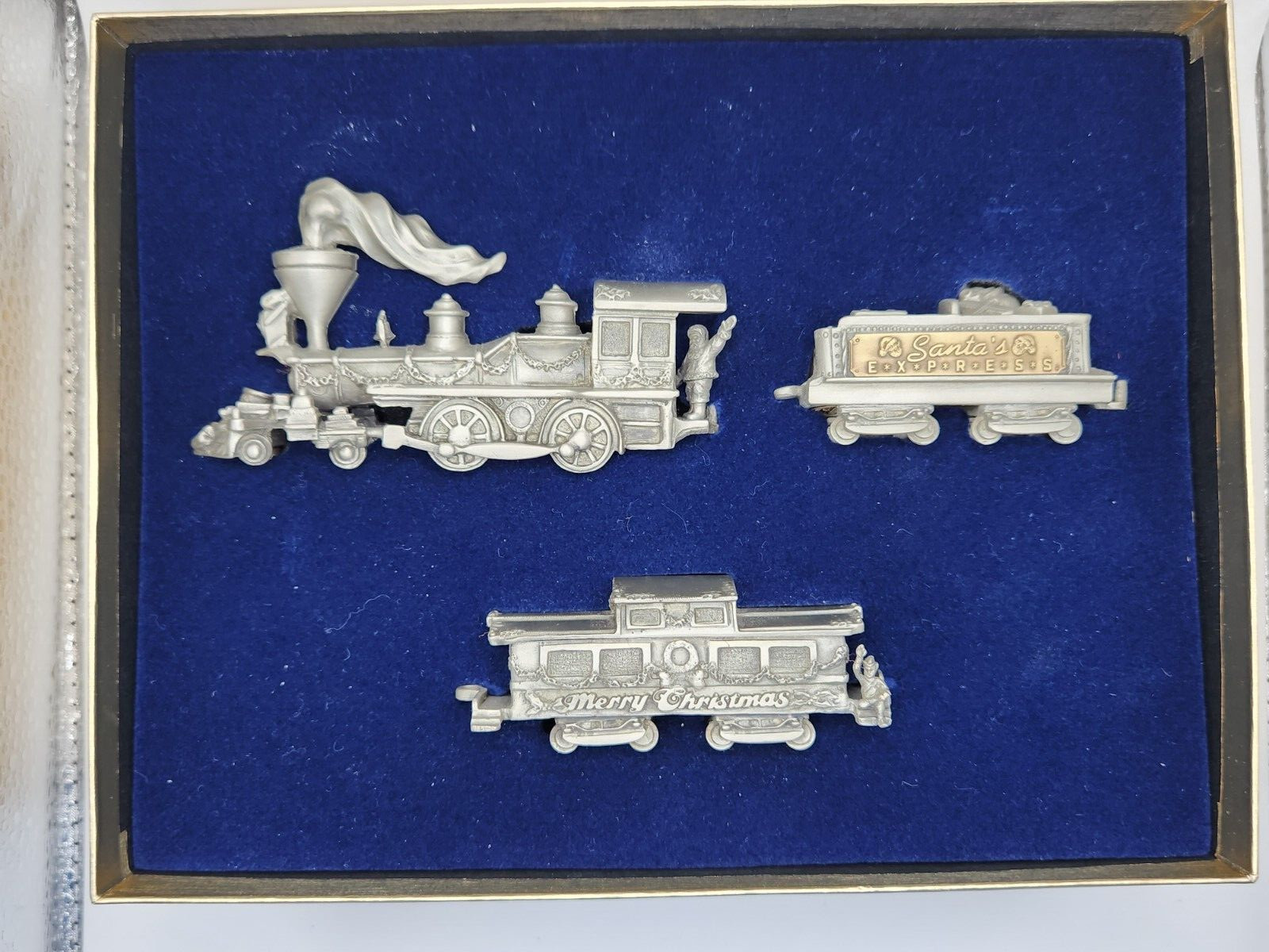 VINTAGE 1993 ~ FORT PEWTER ~ #68444 ~ SANTA'S 3PC Express Train VINTAGE 1993 ~ FORT PEWTER ~ #68444 ~ SANTA'S 3PC Express Train