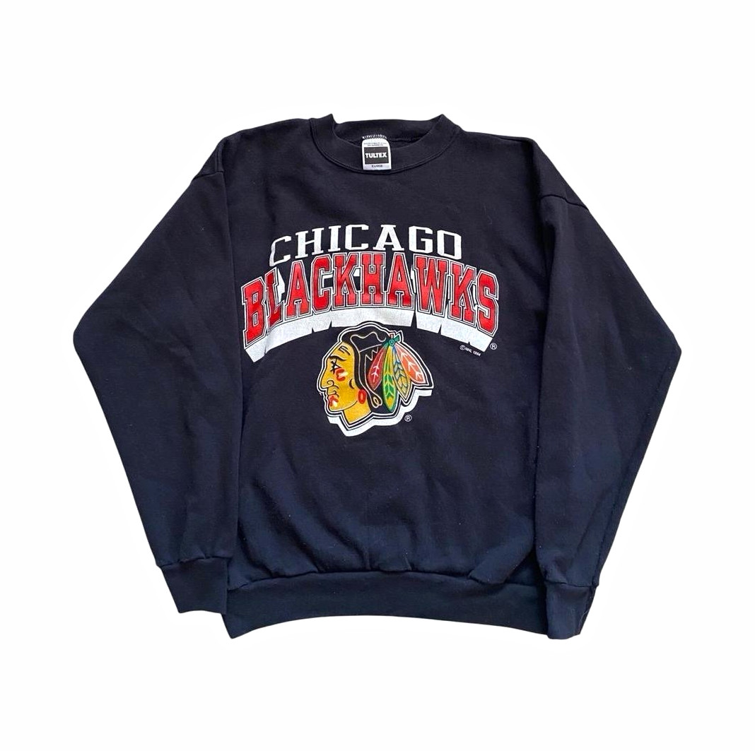 Vintage Tultex Chicago Blackhawks NHL Hockey Sweatshirt Black Size XL