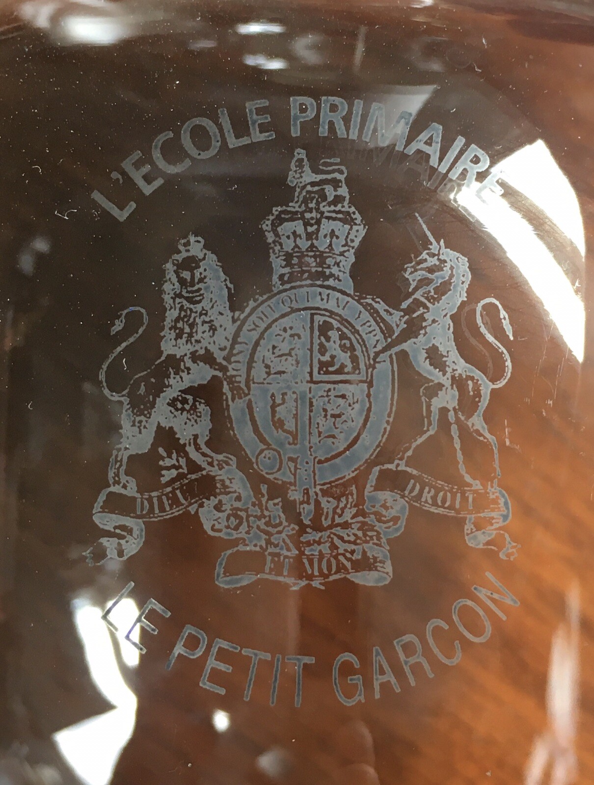 L\'école Primaire Le Petit Garcon Vintage Glass Pitcher Carafe French Bistros