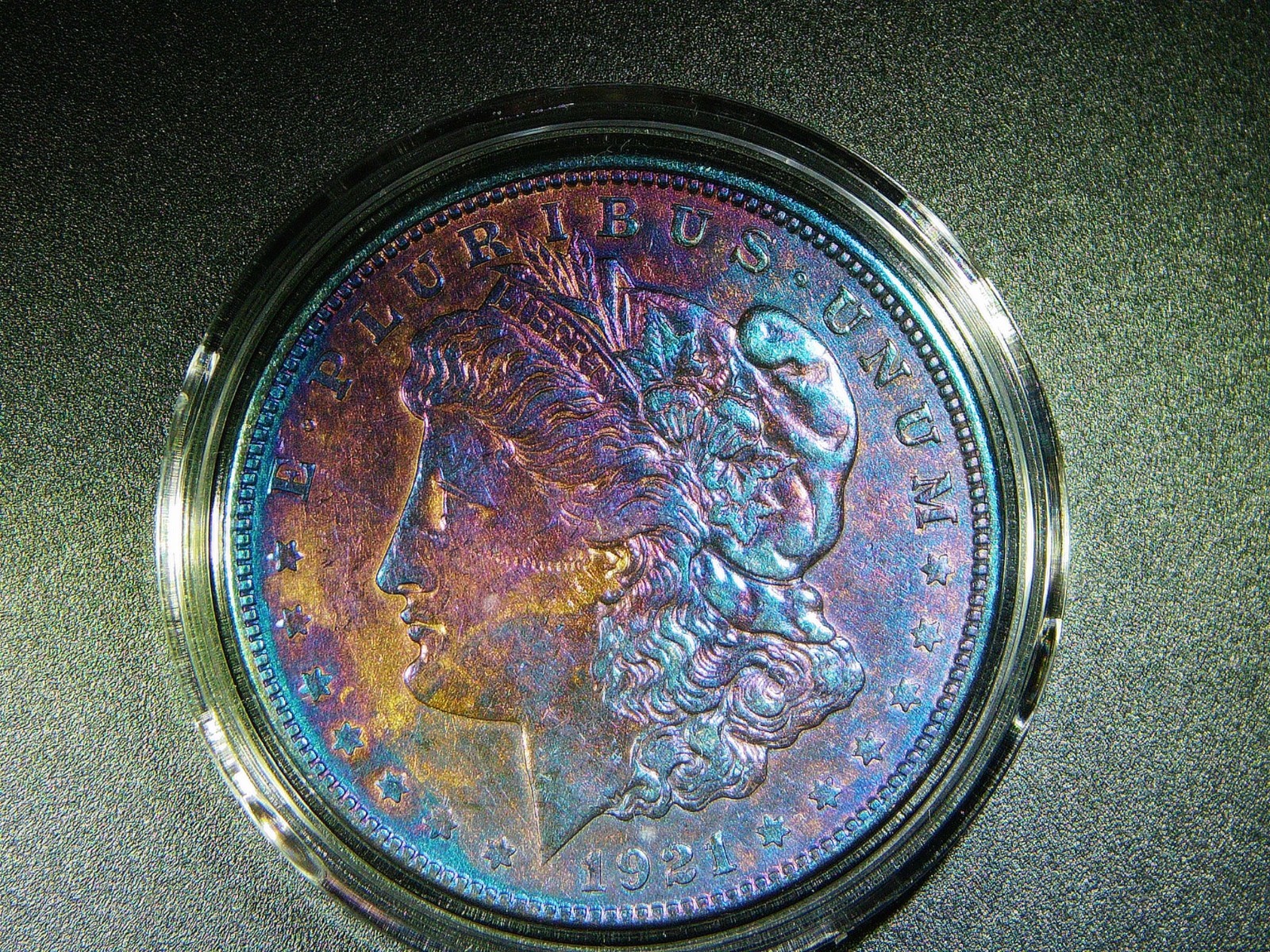 UNC. 1921-D MORGAN MICRO D BEAUTIFULLY TONED COLLECTOR GRADE M1712