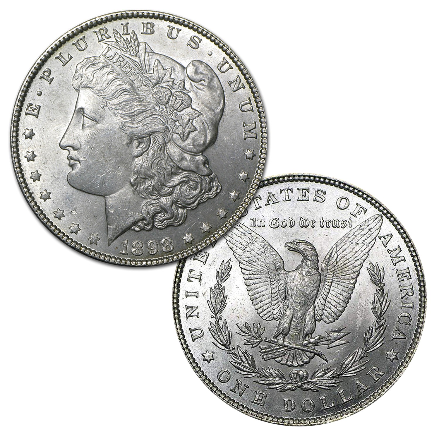 1898 P Morgan Silver Dollar $1 Brilliant Uncirculated BU 90% Silver 1898 P Morgan Silver Dollar $1 Brilliant Uncirculated BU 90% Silver