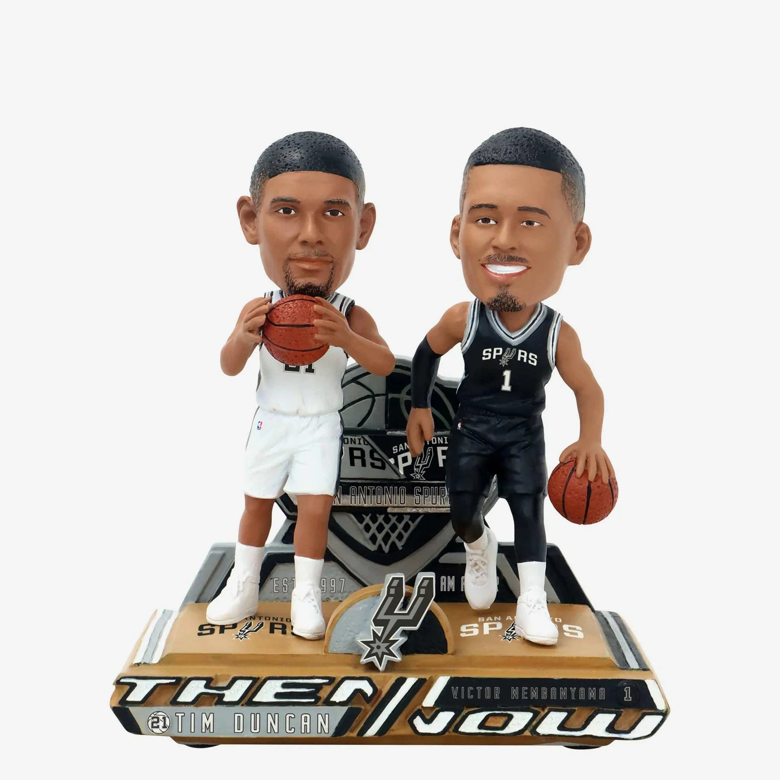 Tim Duncan Victor Wembanyama San Antonio Spurs Then and Now Bobblehead NBA Tim Duncan Victor Wembanyama San Antonio Spurs Then and Now Bobblehead NBA