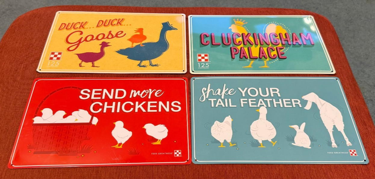 PURINA METAL CHICKEN COOP SIGN VARIETY SET OF 4 11”x7”
