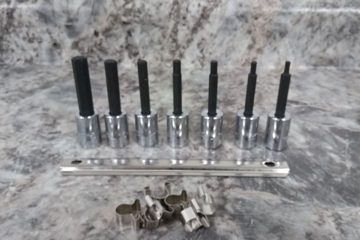 Proto J4900-7C 7 Pc 3/8 In Drive Size Hex Tip SAE Socket Bit Set