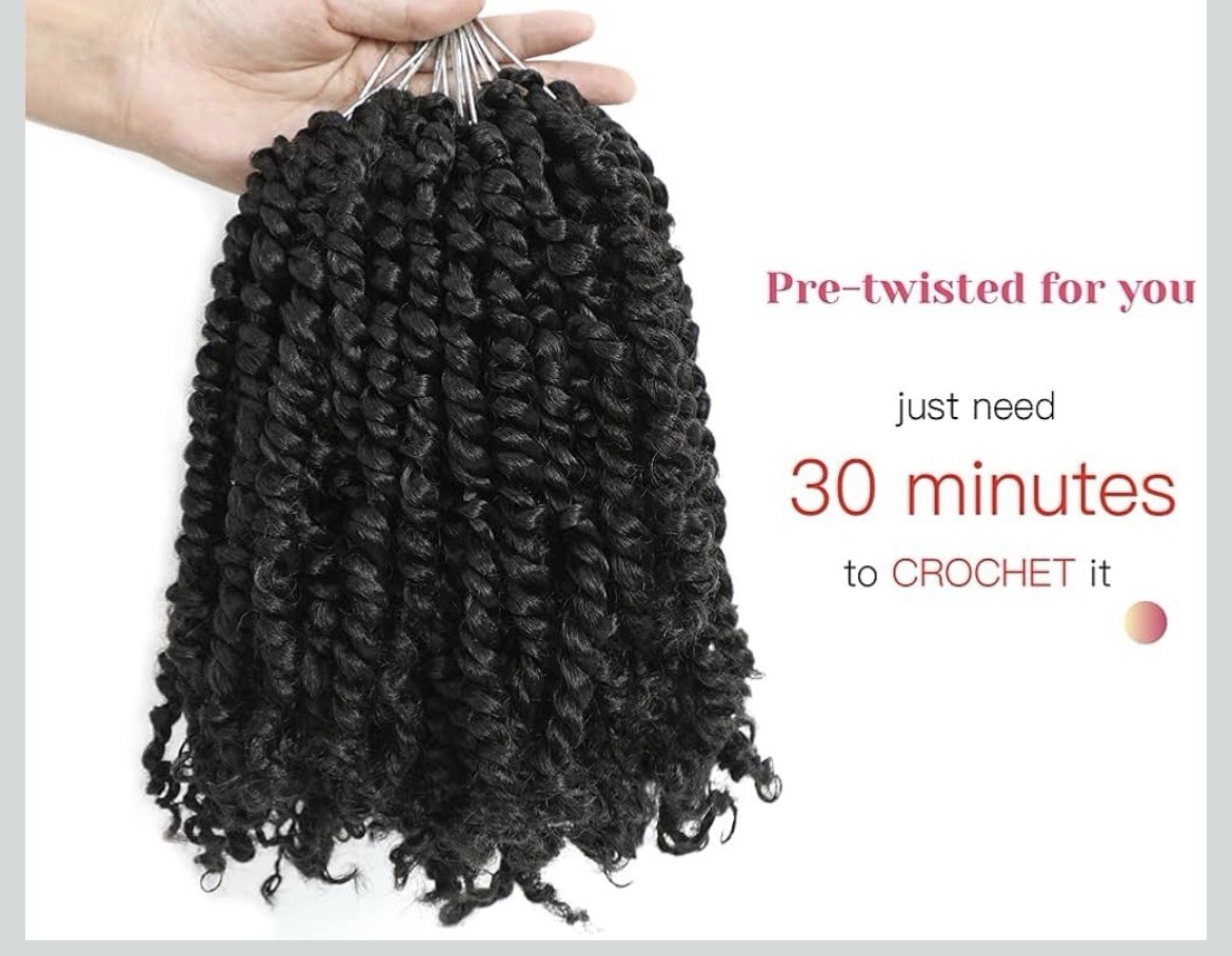 Bohobabe Handmade Pre-twisted Passion Twist Crochet Hair Extensions 8pk Black Bohobabe Handmade Pre-twisted Passion Twist Crochet Hair Extensions 8pk Black