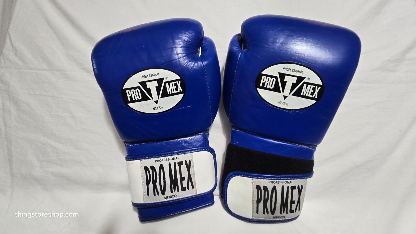 Pro Mex Professional Boxing Gloves Blue Leather Pair Used Pro Mex Professional Boxing Gloves Blue Leather Pair Used