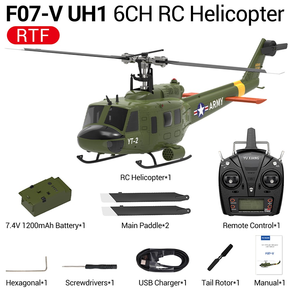 YUXIANG F07-V UH-1 Huey 6-Axis Gyro 6CH 3D Flying Brushless RC RTF Helicopter YUXIANG F07-V UH-1 Huey 6-Axis Gyro 6CH 3D Flying Brushless RC RTF Helicopter