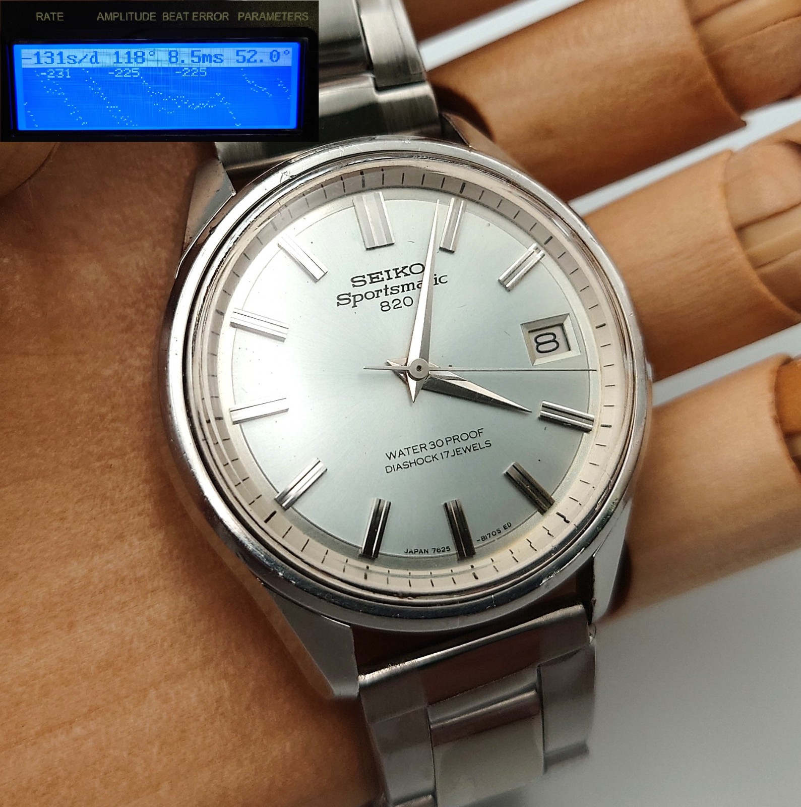 Vintage SEIKO Sportsmatic 820 7625 Automatic 17J Silver Dial Japan  /j-067