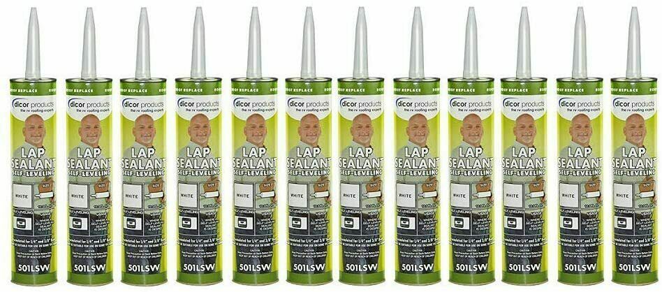 Dicor 501LSW 12 PACK, Self-Leveling Lap Sealant White 10.3oz Tube RV Roof Repair Dicor 501LSW 12 PACK, Self-Leveling Lap Sealant White 10.3oz Tube RV Roof Repair
