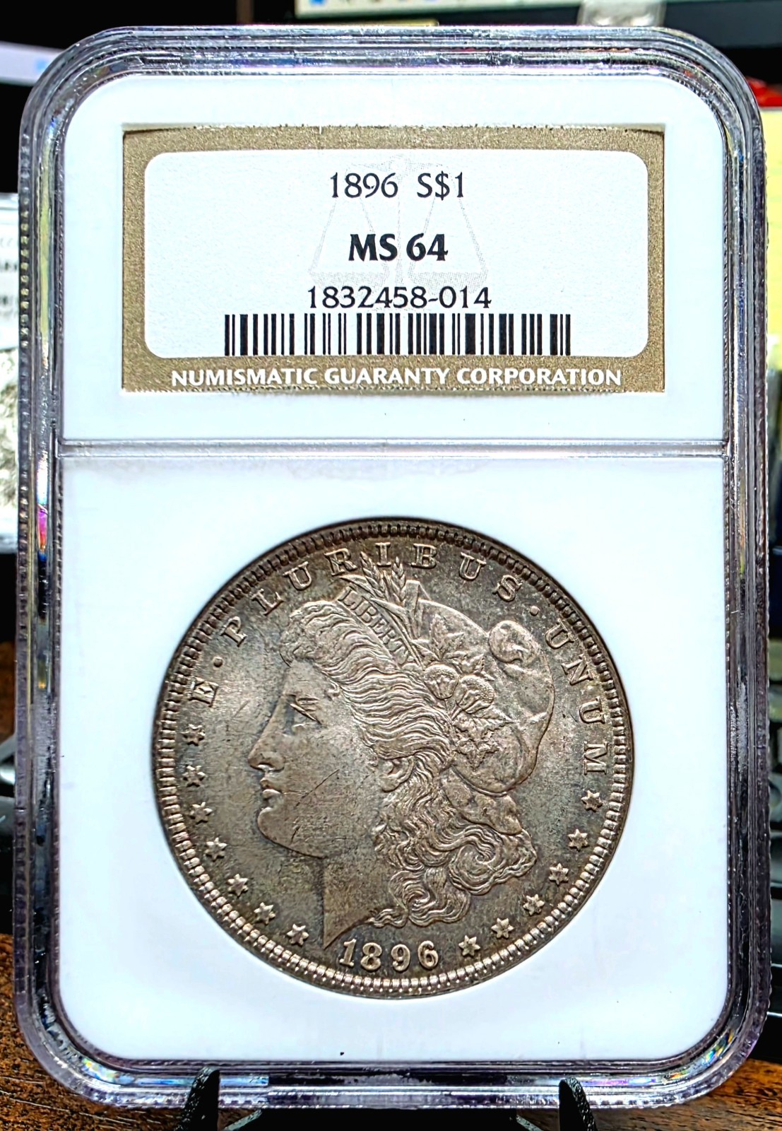 1896 Morgan Silver Dollar $1 NGC MS64 TONED FATTY