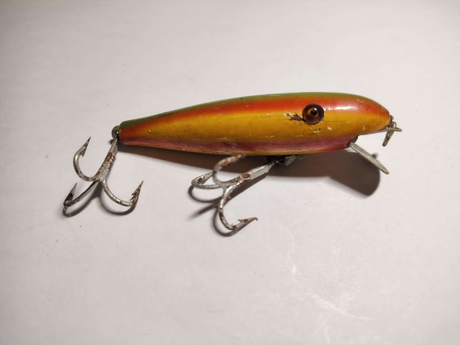 VTG Pflueger Baby Palomine Rainbow Color - Wood Fishing Lure w/ Glass Eyes VTG Pflueger Baby Palomine Rainbow Color - Wood Fishing Lure w/ Glass Eyes