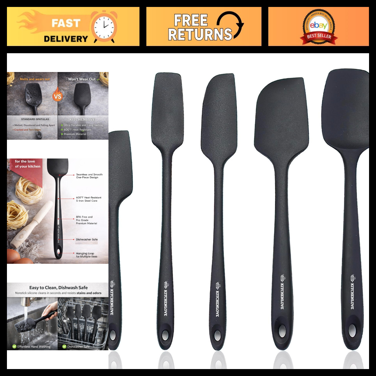 Premium 5-Piece Silicone Spatula Set - Heat Resistant 600°F, Non-Stick, BPA Free