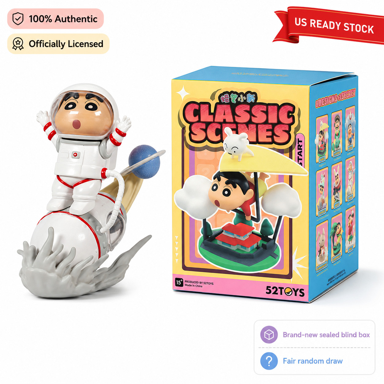 Authentic 52TOYS Crayon Shinchan Classic Scenes Blind Box Desk Collectible