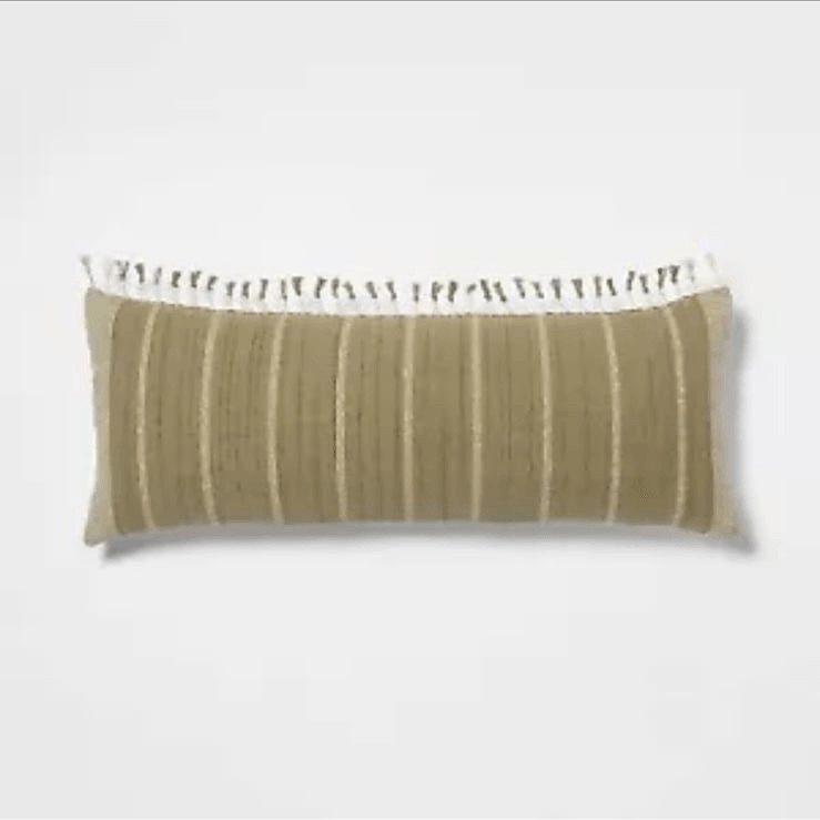 Threshold 14x34” Oversized Oblong Ticking Striped Tassel Lumbar Pillow Threshold 14x34” Oversized Oblong Ticking Striped Tassel Lumbar Pillow