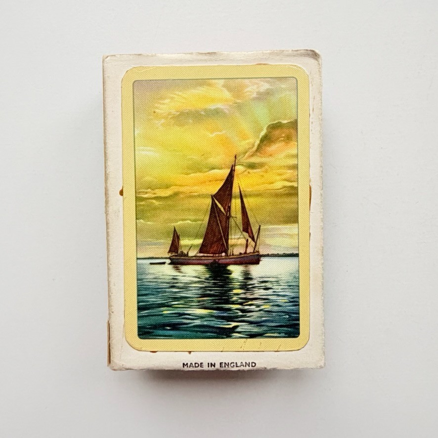 Vintage Thomas De La Rue Pneumatic Playing Cards Sailing Barge Gilt Edges Case