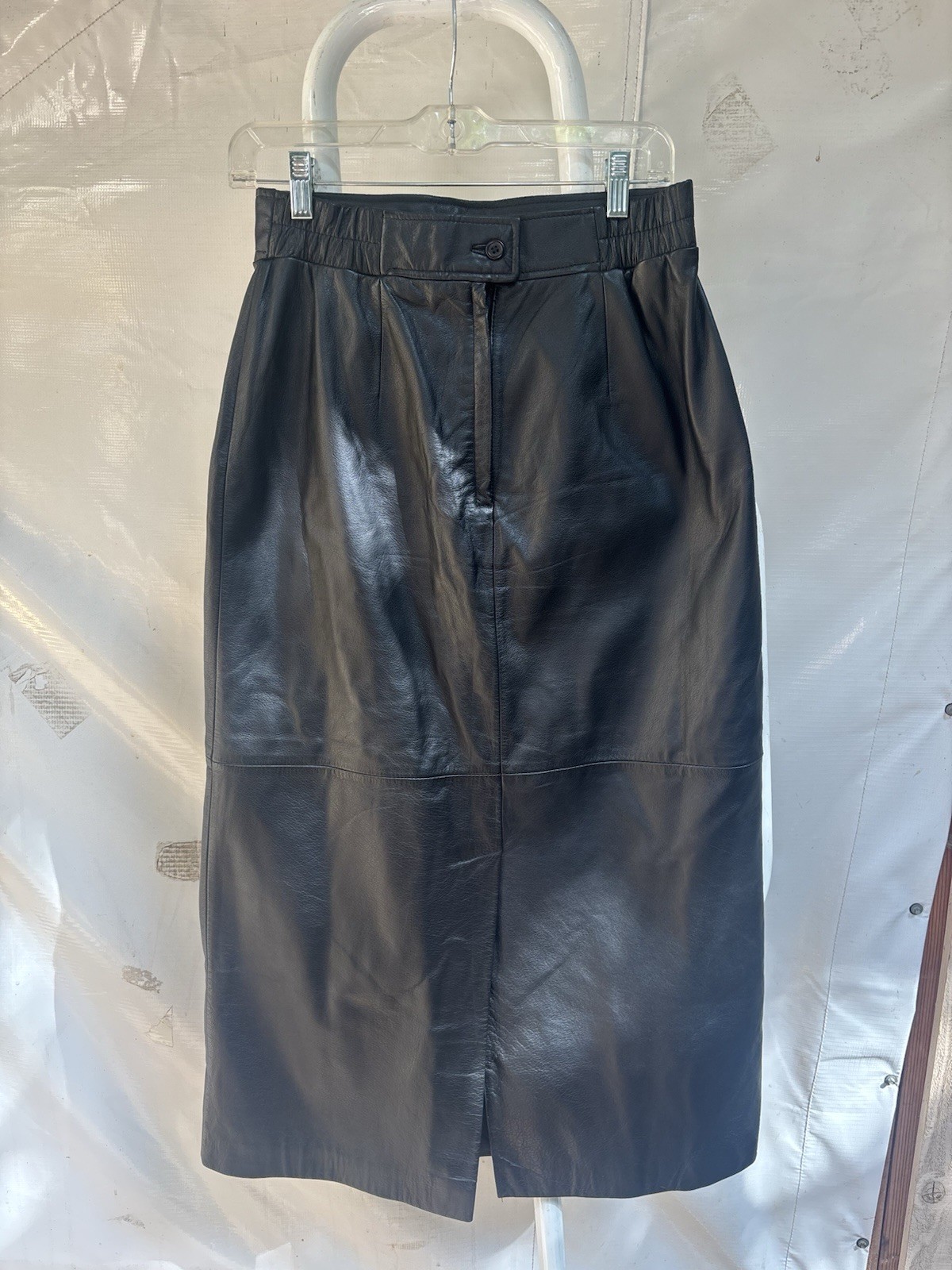 Vintage Preston & York Black Genuine Leather Maxi Skirt Size 8