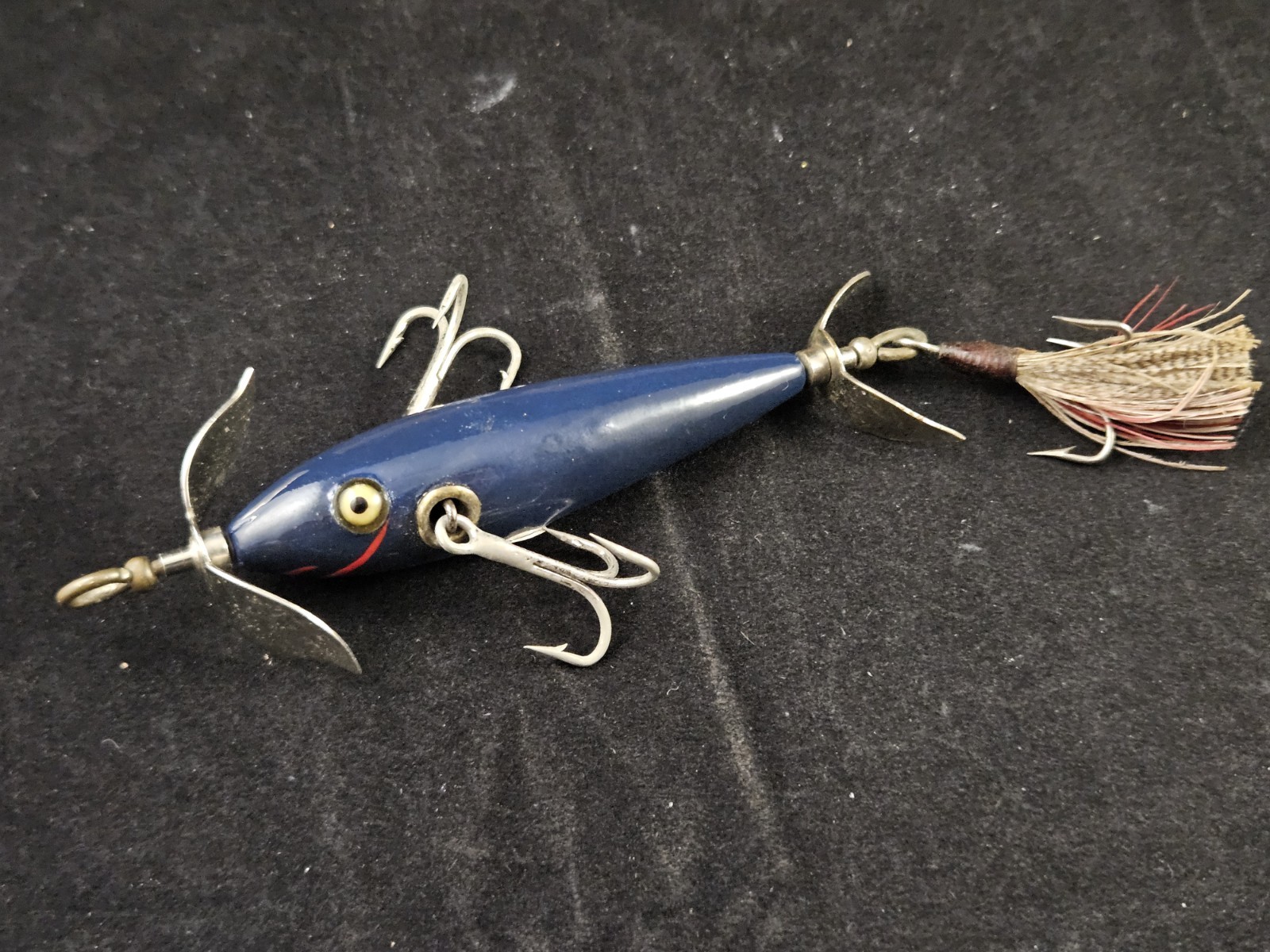 Repainted Heddon Min-Buck Minnow #945. Early Wood Fishing Lure 