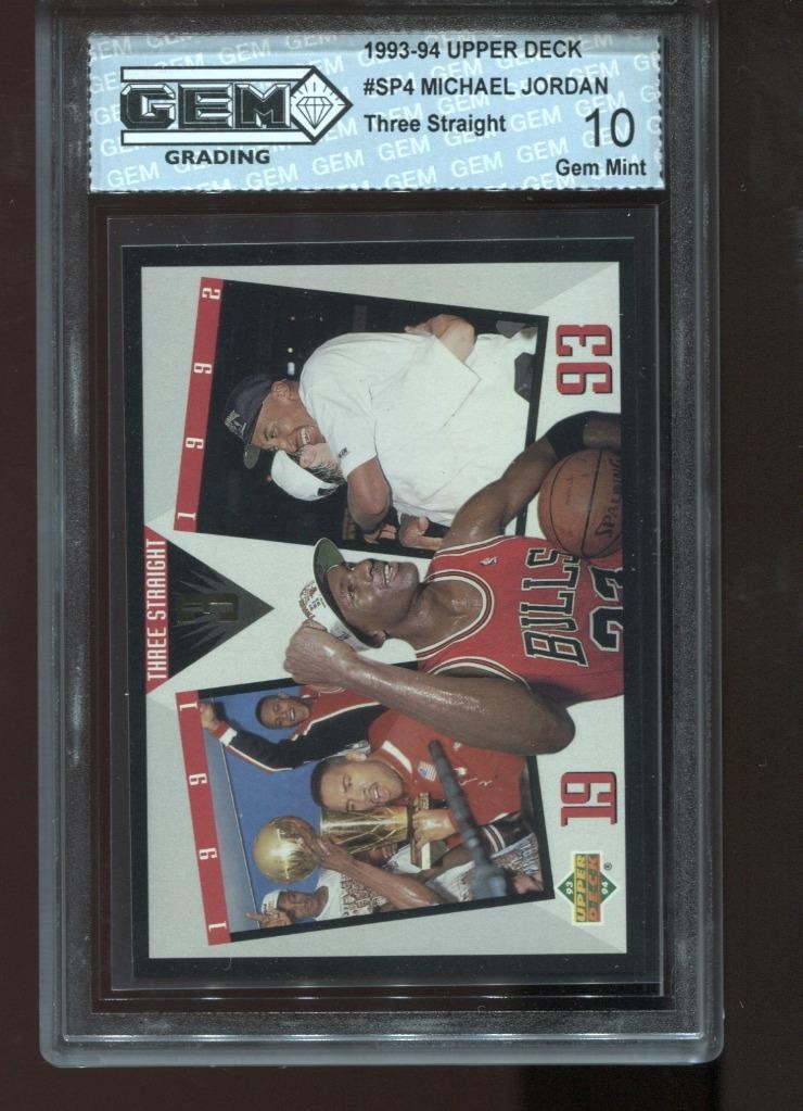 Michael Jordan 1993-94 Upper Deck #SP4 Three Straight NBA Bulls GEM MINT 10