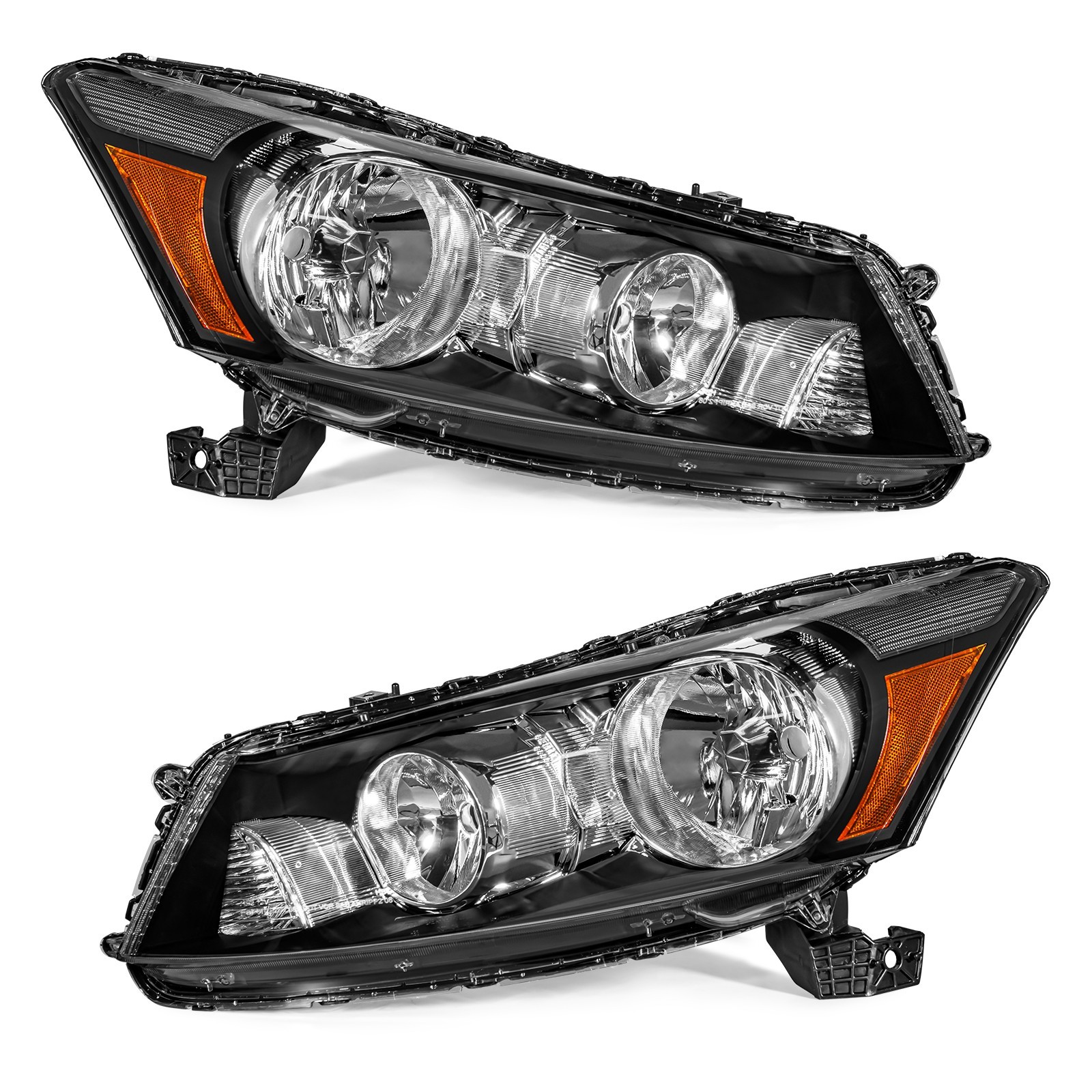 Pair Black Headlights Assembly For 2008-2012 Honda Accord 4Dr Sedan Headlamp L+R Pair Black Headlights Assembly For 2008-2012 Honda Accord 4Dr Sedan Headlamp L+R