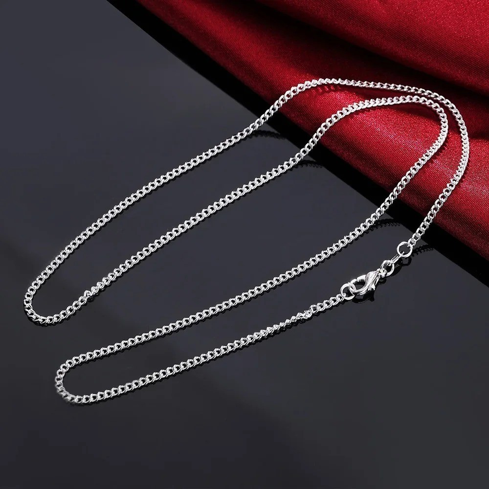 Genuine 925 Sterling Silver Curb Chain Necklace Lobster Clasp 16 Genuine 925 Sterling Silver Curb Chain Necklace Lobster Clasp 16