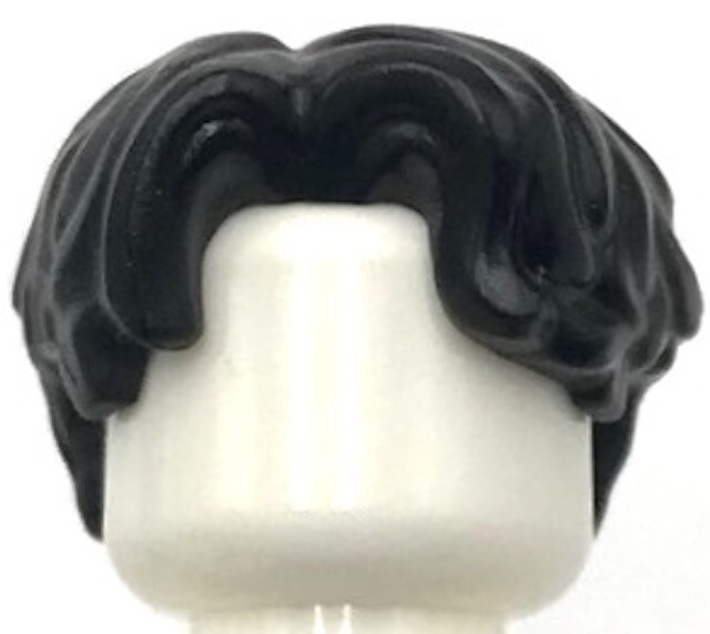 Lego New Black Minifigure Hair Short Wavy Parted on Right Piece Lego New Black Minifigure Hair Short Wavy Parted on Right Piece