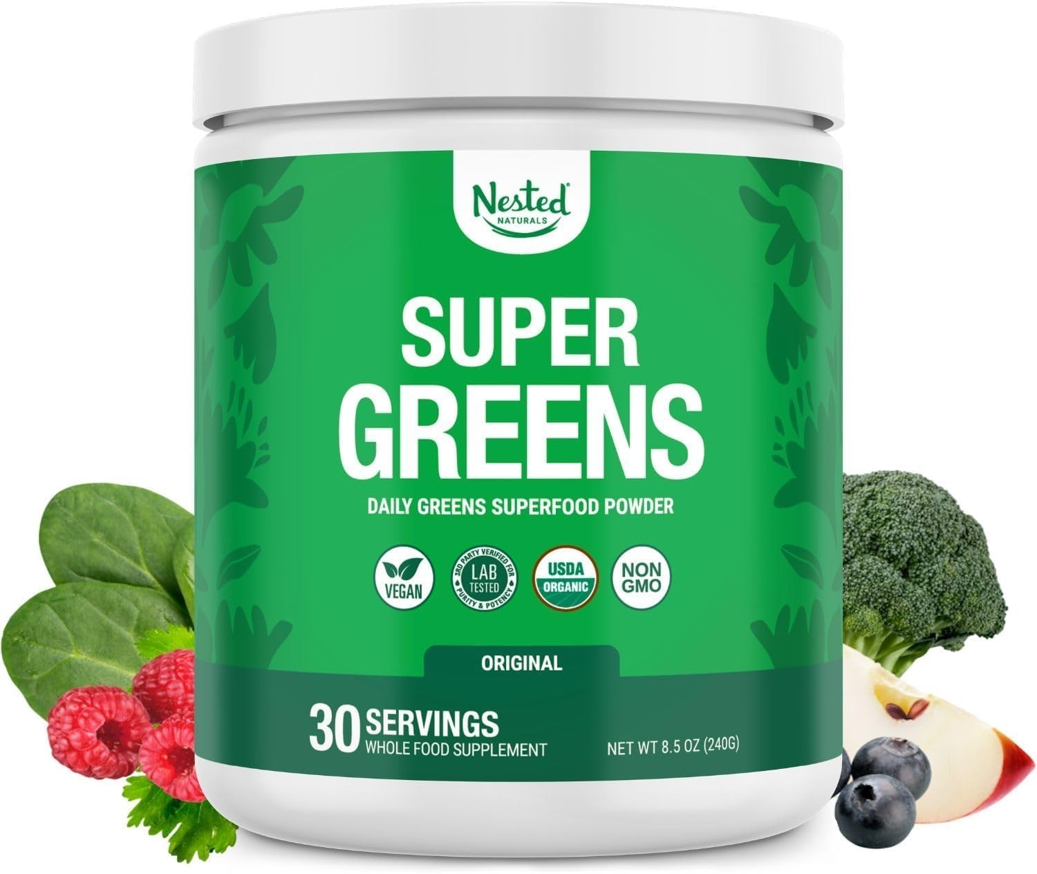 Nested Naturals Super Greens Daily Superfood Powder 30 Servings Exp 9/27