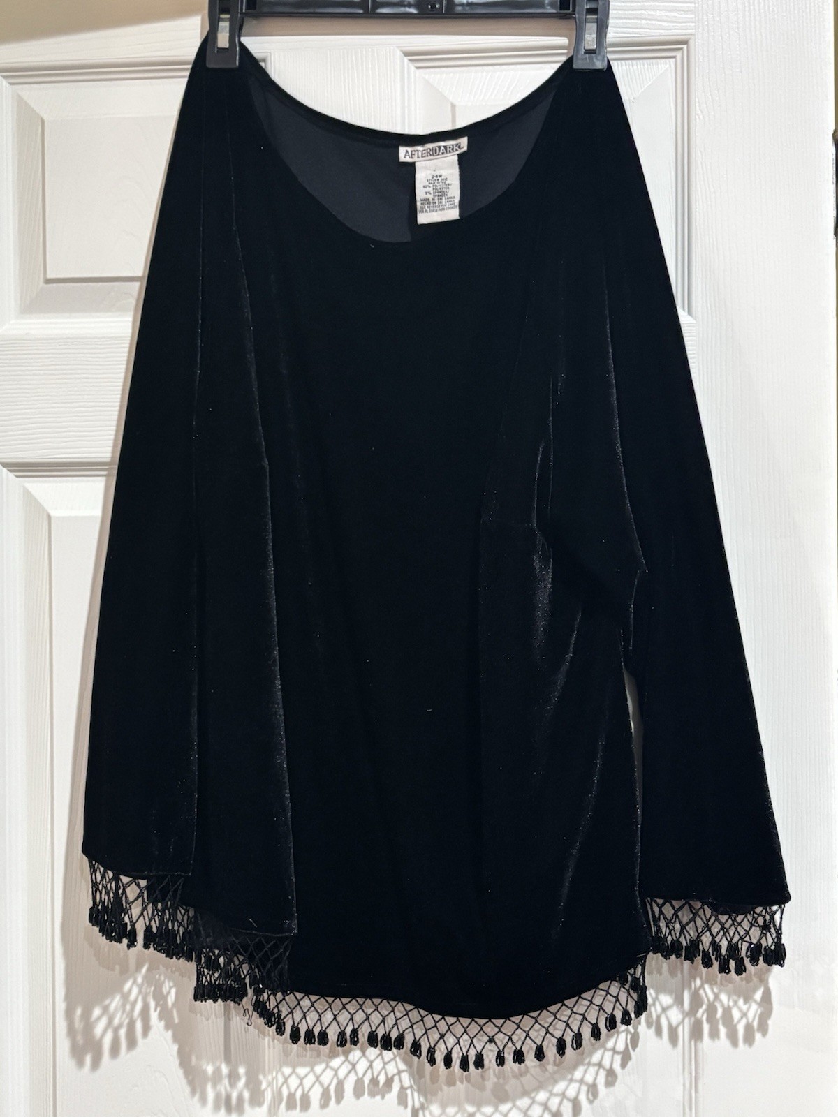 AfterDark Black Velvet Beaded Fringe Goth Vintage 90s Whimsigoth Top Size 24W AfterDark Black Velvet Beaded Fringe Goth Vintage 90s Whimsigoth Top Size 24W