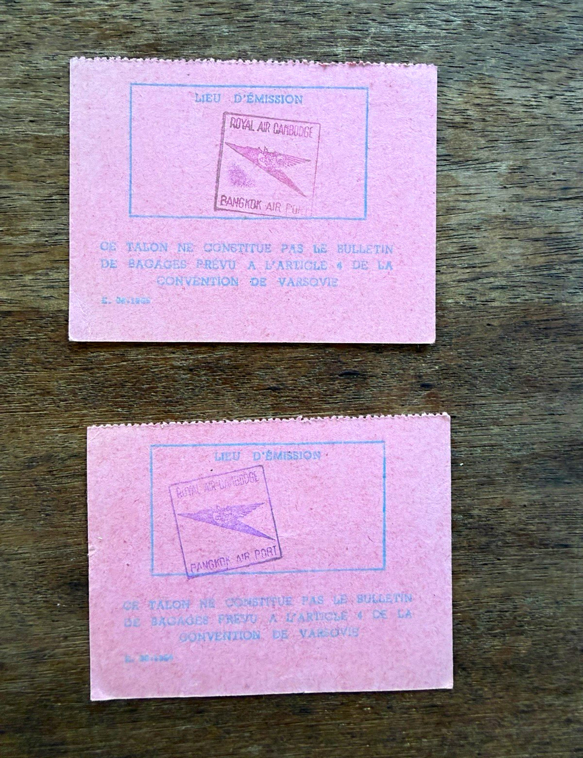 1960s Royal Air Cambodge Baggage Claim Tags Pair Siem Reap Bangkok Airport RAC 1960s Royal Air Cambodge Baggage Claim Tags Pair Siem Reap Bangkok Airport RAC