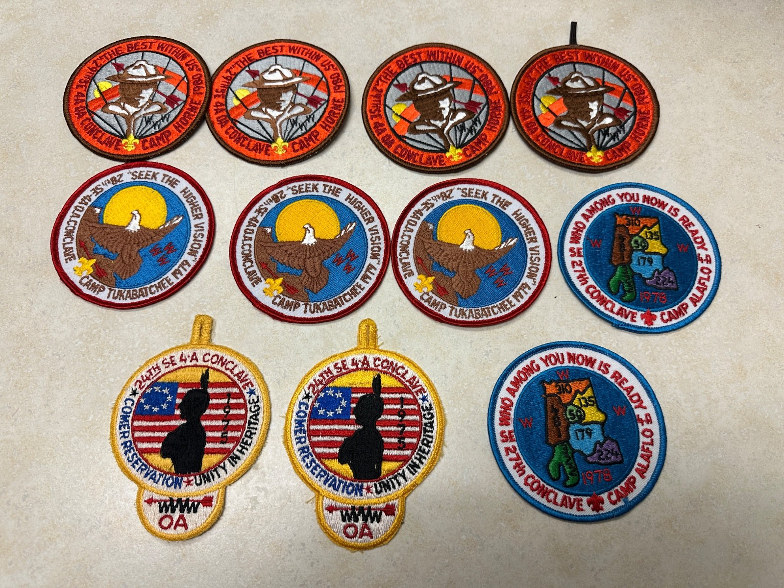 Lot of 11 OA SE-4A Conclave Patches 1975, 1978, 1979, & 1980 Lot of 11 OA SE-4A Conclave Patches 1975, 1978, 1979, & 1980