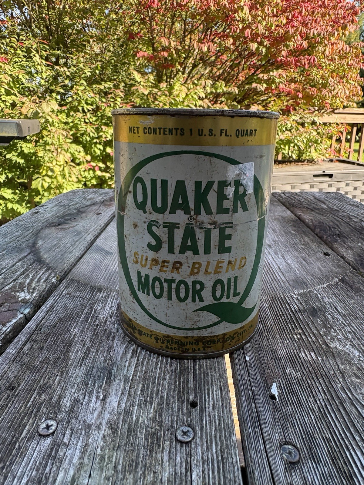 Vintage Quaker State Super Blend Motor Oil 1 Quart Full Unopened Oil Can