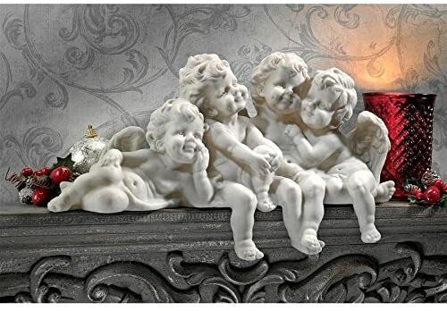 Laughing Smiling Angel Cherub Sitting Friends Garden Statue Outdoor Decor 18 in