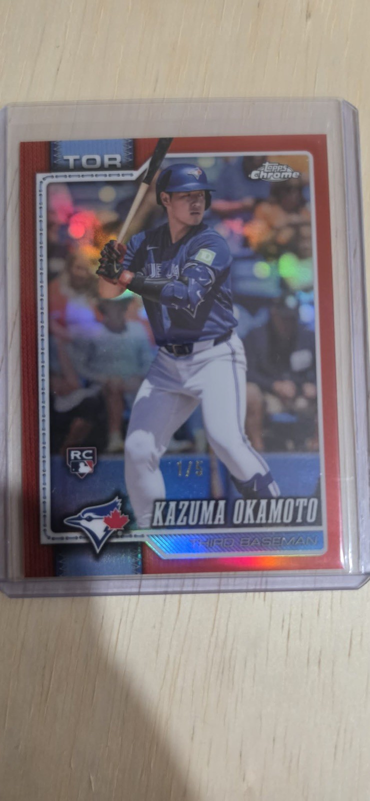 1/5 True Red Refractor ~ 2026 Topps Chrome Kazuma Okamoto Rookie SSP GRAIL 1/5 True Red Refractor ~ 2026 Topps Chrome Kazuma Okamoto Rookie SSP GRAIL