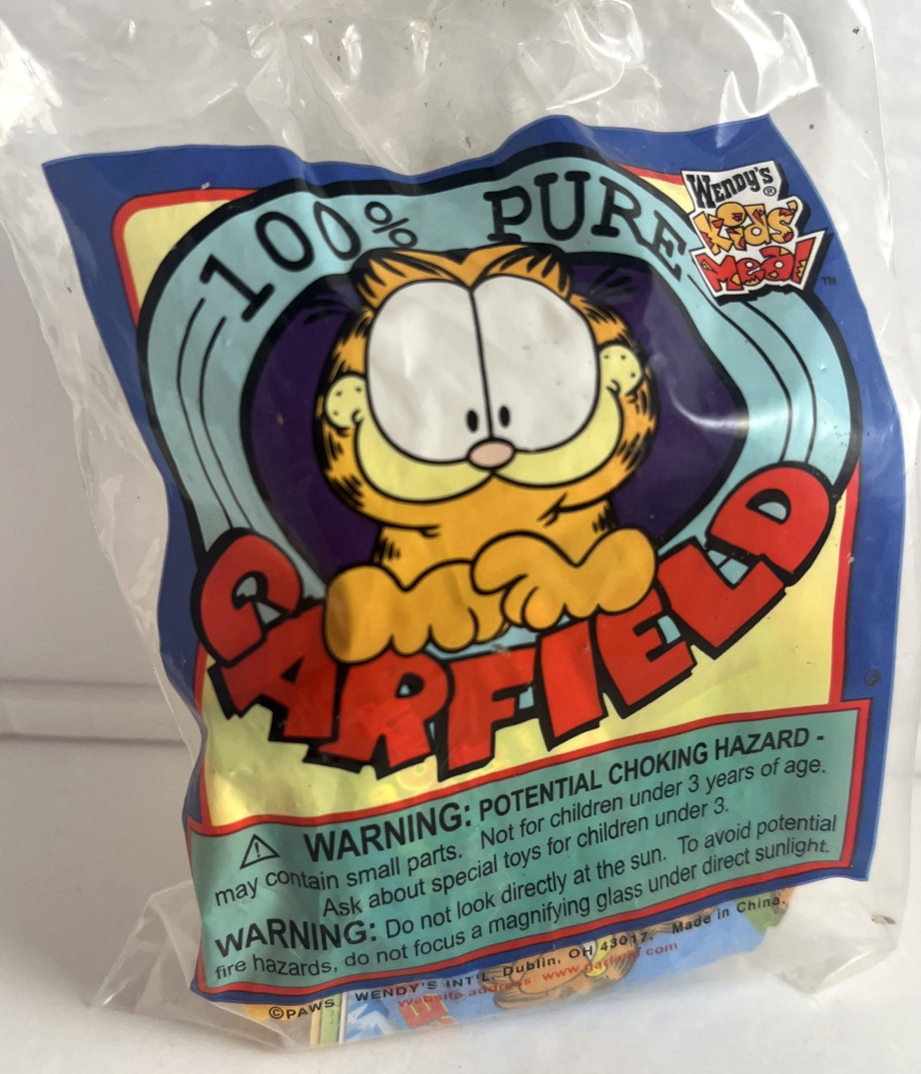 Vintage 2000 Wendy’s Kids\' Meal Toy 100% PURE GARFIELD Toy. New In Package Vintage 2000 Wendy’s Kids\' Meal Toy 100% PURE GARFIELD Toy. New In Package