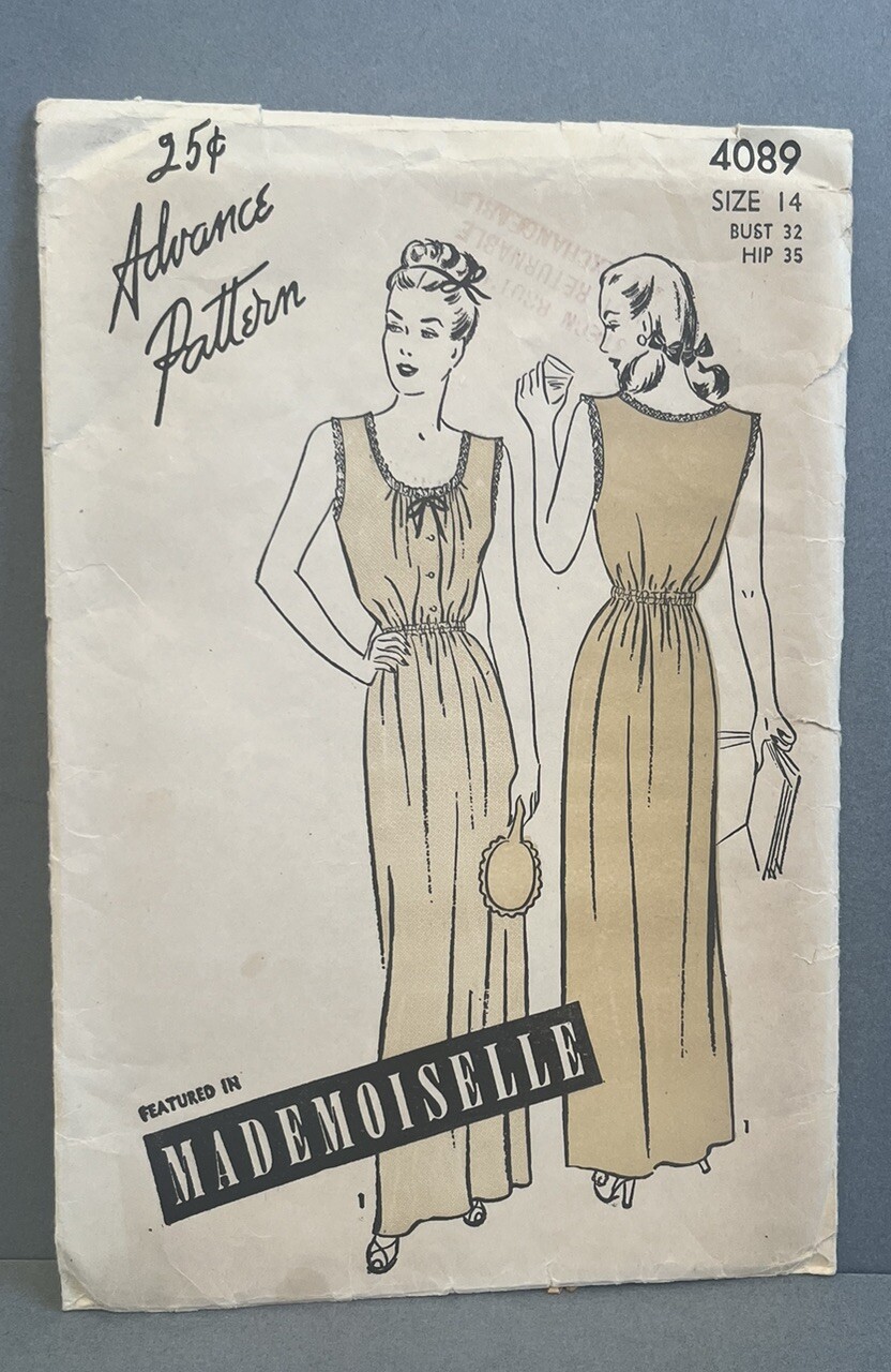 Vintage 1940s Advance Sewing Pattern 4089 Misses Dress Size 14 - Uncut Vintage 1940s Advance Sewing Pattern 4089 Misses Dress Size 14 - Uncut