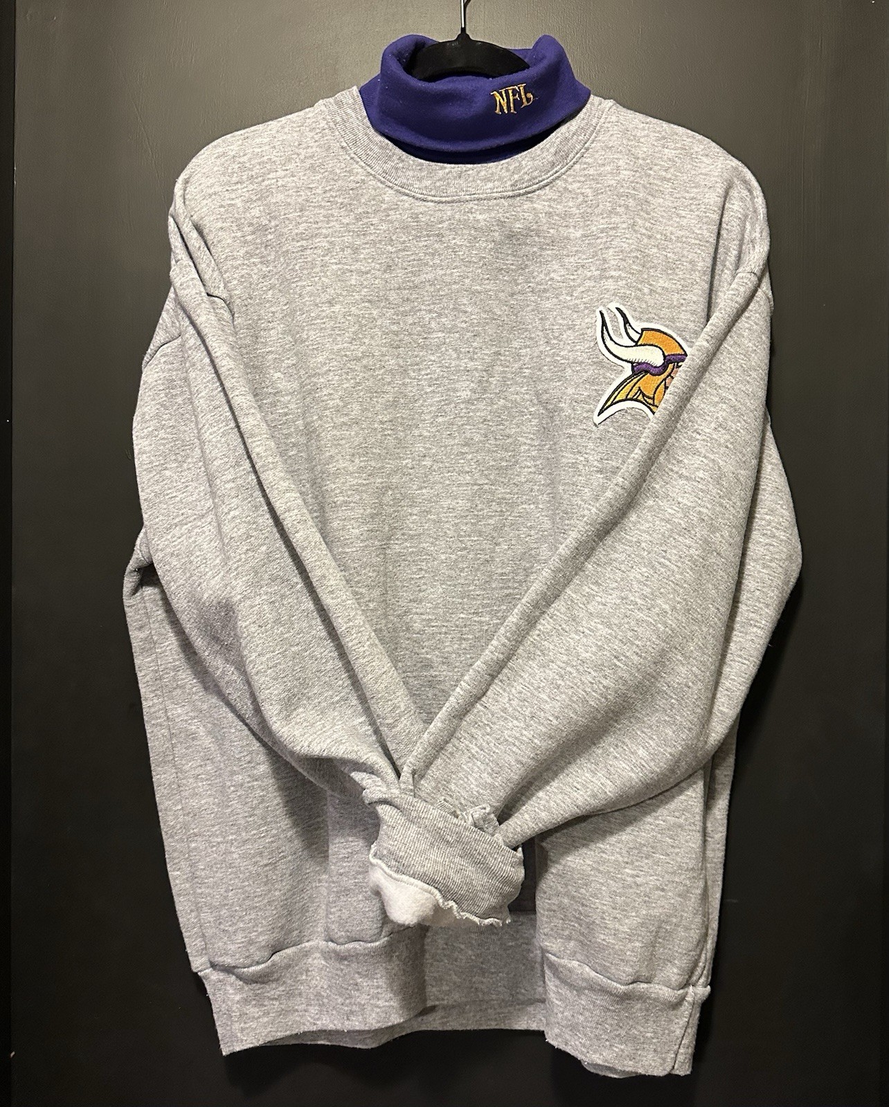 RARE VTG Minnesota Vikings Turtleneck Sweatshirt XL 80’s NFL